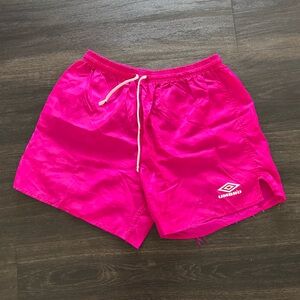 Vintage UMBRO Shorts Hot Pink Nylon Made in USA Soccer